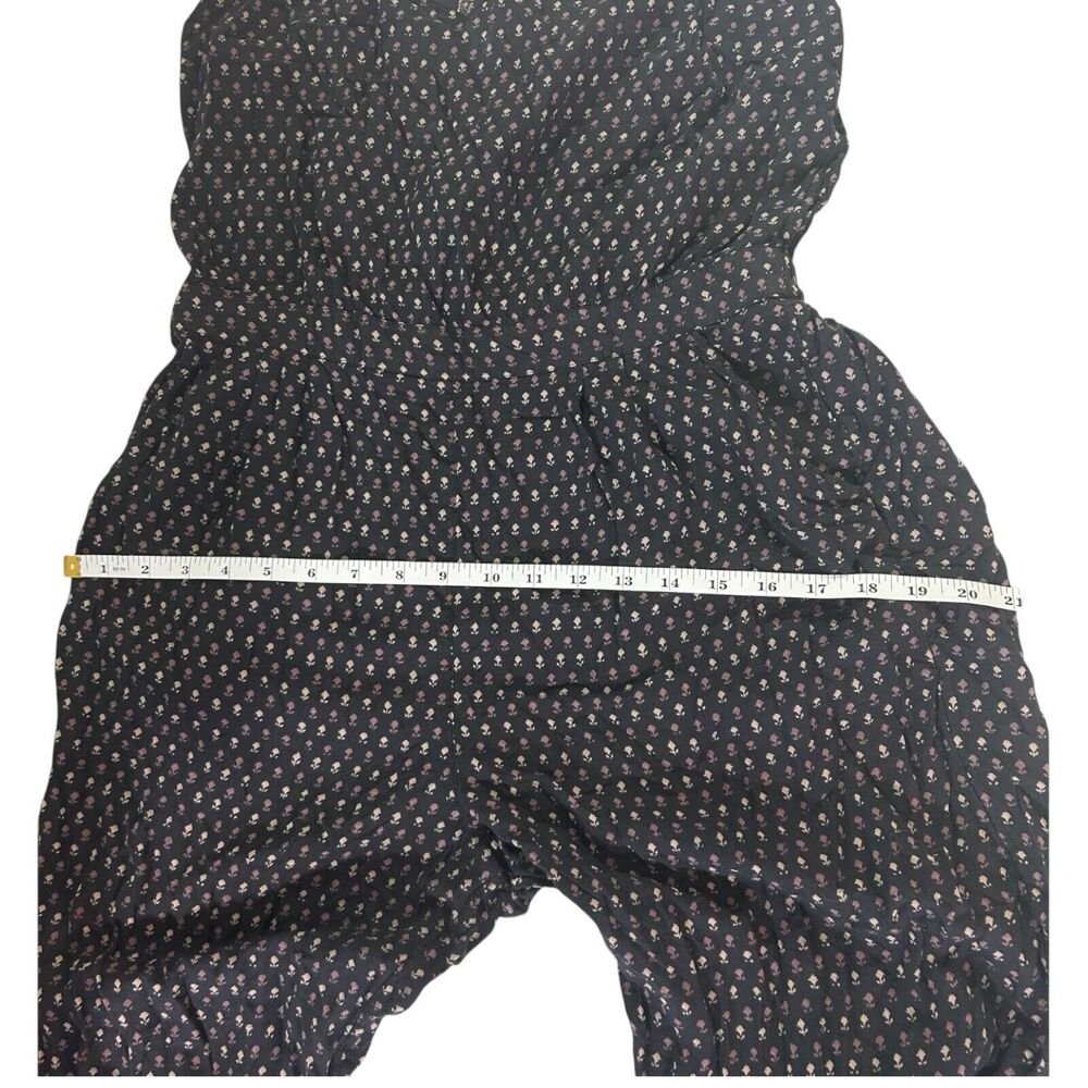 Fat Face Black Ditsy Floral Jumpsuit Romper Size 10 Viscose Adjustable Straps - Picture 9 of 16